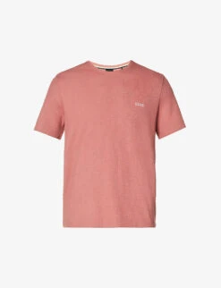 Boss Logo-embroidered Waffle-textured Cotton-blend T-shirt