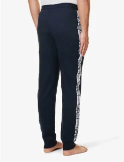 Emporio Armani Brand-tape Regular-fit Cotton-blend Jogging Bottoms 10 Emporio Armani Brand-tape Regular-fit Cotton-blend Jogging Bottoms -Baker Klein Shop R04142170 MARINE ALT03