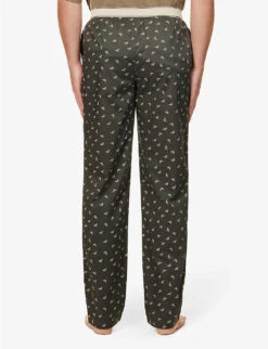 Emporio Armani Branded-waistband Logo-print Cotton-poplin Pyjama Bottoms -Baker Klein Shop R04142171 EARTHSANDEAGLES ALT03