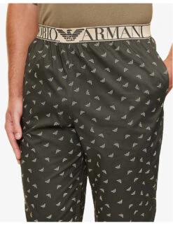 Emporio Armani Branded-waistband Logo-print Cotton-poplin Pyjama Bottoms -Baker Klein Shop R04142171 EARTHSANDEAGLES ALT04