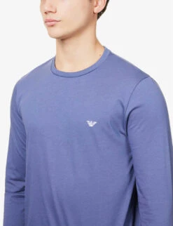 Emporio Armani Logo-embroidered Cotton Pyjamas -Baker Klein Shop R04142173 VERTICALSTRIPDENIM ALT04