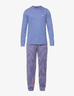 Emporio Armani Logo-embroidered Cotton Pyjamas
