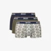 Boss Pack Of Three Branded Striped-waistband Regular-fit Stretch-cotton Trunks -Baker Klein Shop R04142418 OPENGREEN M