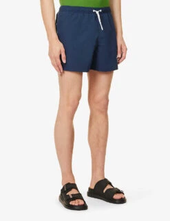 Emporio Armani Logo-badge Elasticated-waist Swim Shorts -Baker Klein Shop R04142632 BLUNAVYNAVYBLUE ALT02