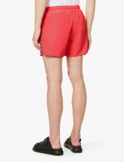Emporio Armani Logo-embossed Elasticated-waist Swim Shorts -Baker Klein Shop R04142635 CORALLOCORAL ALT03