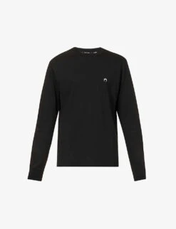 Marine Serre Moon-embroidered Long-sleeved Regular-fit Cotton-jersey T-shirt