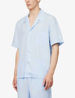 Relaxed-fit Camp-collar Woven Pyjama Top -Baker Klein Shop R04144743 SKYBLUE ALT02