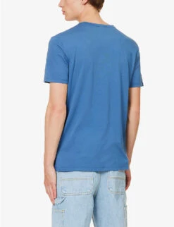 7 For All Mankind Brand-patch Regular-fit Cotton-jersey T-shirt -Baker Klein Shop R04145127 MIDBLUE ALT03
