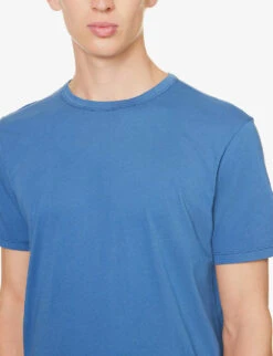 7 For All Mankind Brand-patch Regular-fit Cotton-jersey T-shirt -Baker Klein Shop R04145127 MIDBLUE ALT04