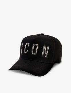 DSQUARED2 Icon Rhinestone-embellished Cotton-twill Cap