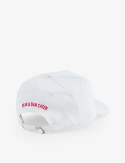 DSQUARED2 Icon Brand-print Curved-peak Cotton Baseball Cap -Baker Klein Shop R04145411 WHITE ALT02