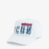 DSQUARED2 Icon Brand-print Curved-peak Cotton Baseball Cap -Baker Klein Shop R04145411 WHITE M