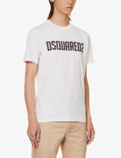 DSQUARED2 Trucker Logo Text-print Cotton-jersey T-shirt -Baker Klein Shop R04145476 BROWN ALT02