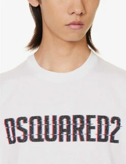 DSQUARED2 Trucker Logo Text-print Cotton-jersey T-shirt -Baker Klein Shop R04145476 BROWN ALT04