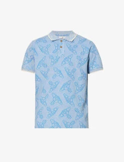 Vivienne Westwood Orb-print Split-side Organic-cotton Polo Shirt