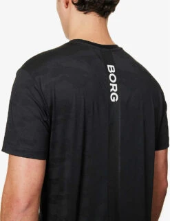 Bjorn Borg Performance Camo-print Recycled Polyester-blend T-shirt -Baker Klein Shop R04148038 BLACK ALT04