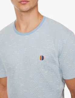 PAUL SMITH Interlock Brand-embroidered Cotton-jersey T-shirt -Baker Klein Shop R04148047 TURQUOISE ALT03