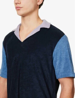 PAUL SMITH Colour-blocked Camp-collar Regular-fit Towelling Shirt 11 PAUL SMITH Colour-blocked Camp-collar Regular-fit Towelling Shirt -Baker Klein Shop R04148052 INKYBLUE ALT04