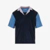 PAUL SMITH Colour-blocked Camp-collar Regular-fit Towelling Shirt -Baker Klein Shop R04148052 INKYBLUE M
