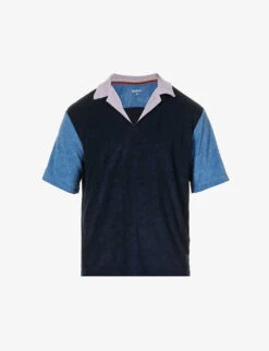 PAUL SMITH Colour-blocked Camp-collar Regular-fit Towelling Shirt