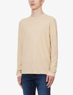 Paige Huntemann Long-sleeved Waffle-textured Cotton-knit T-shirt -Baker Klein Shop R04148231 NATURALCLAY ALT02
