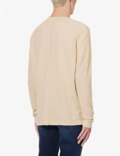 Paige Huntemann Long-sleeved Waffle-textured Cotton-knit T-shirt -Baker Klein Shop R04148231 NATURALCLAY ALT03