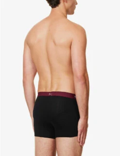 PAUL SMITH Pack Of Three Logo-waistband Organic Stretch-cotton Trunks -Baker Klein Shop R04148418 BLACKS ALT02