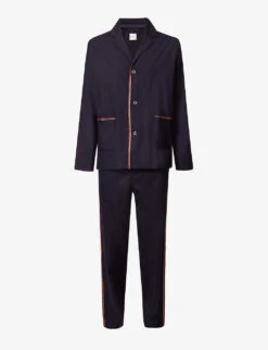 PAUL SMITH Striped-trim Long-sleeved Cotton-poplin Pyjama Set