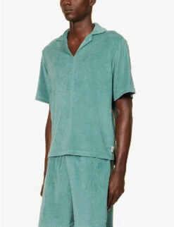 PAUL SMITH Towel Stripe Open-collar Regular-fit Cotton-blend Shirt -Baker Klein Shop R04148449 BLUES ALT02