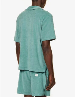 PAUL SMITH Towel Stripe Open-collar Regular-fit Cotton-blend Shirt -Baker Klein Shop R04148449 BLUES ALT03