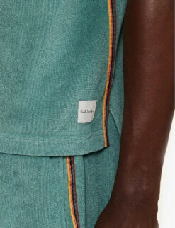 PAUL SMITH Towel Stripe Open-collar Regular-fit Cotton-blend Shirt -Baker Klein Shop R04148449 BLUES ALT04