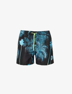 PAUL SMITH Palm Graphic-print Mid-rise Recycled-polyester-blend Swim Shorts