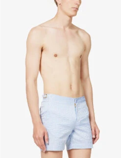 ORLEBAR BROWN Bulldog Stripe-print Regular-fit Woven Swim Shorts -Baker Klein Shop R04150105 WHITELIGHTISLANDSKY ALT02