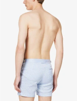ORLEBAR BROWN Bulldog Stripe-print Regular-fit Woven Swim Shorts -Baker Klein Shop R04150105 WHITELIGHTISLANDSKY ALT03