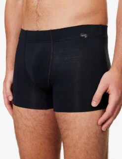 HANRO Pack Of Two Logo-embellished Stretch-cotton Trunks -Baker Klein Shop R04150225 BLACK ALT04