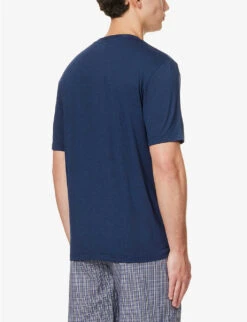 HANRO V-neck Regular-fit Stretch-jersey T-shirt -Baker Klein Shop R04150228 DEEPNAVY ALT03