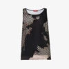 Technical Printed Mesh-overlay Relaxed-fit Stretch-woven Top