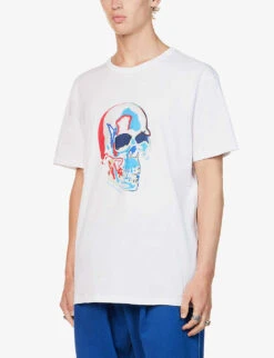 Alexander McQueen Skull Graphic-print Cotton-jersey T-shirt 9 Alexander McQueen Skull Graphic-print Cotton-jersey T-shirt -Baker Klein Shop R04153551 WHITEMIX ALT02
