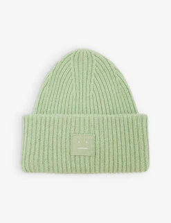 Acne Studios Pansy Logo-patch Wool-knit Beanie Hat