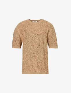 Daily Paper Crewneck Crochet Cotton-knit T-shirt