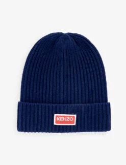 Kenzo Brand-patch Folded-brim Stretch-wool Beanie Hat