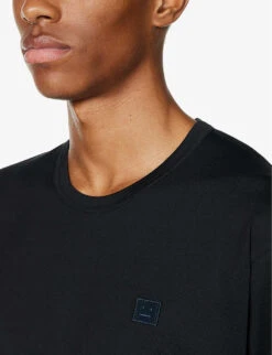 Acne Studios Nash Logo-patch Cotton-jersey T-shirt -Baker Klein Shop R04158749 BLACK ALT04