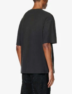 Acne Studios Exford U 1996 Brand-print Cotton And Hemp-blend T-shirt -Baker Klein Shop R04158764 FADEDBLACK ALT03