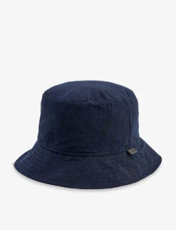 Snow Peak Indigo Branded-tab Cotton-blend Bucket Hat