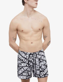 THE KOOPLES Logo-print Woven Swim Shorts -Baker Klein Shop R04159889 BLA01 ALT02