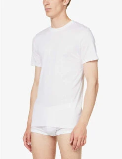 Business Class Crew-neck Cotton-jersey T-shirt 9 Business Class Crew-neck Cotton-jersey T-shirt -Baker Klein Shop R04160559 WHITE ALT02