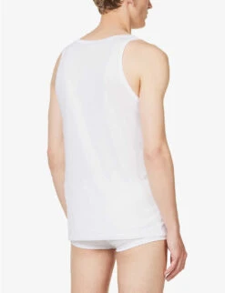 Business Class V-neck Cotton-jersey Vest -Baker Klein Shop R04160561 WHITE ALT03