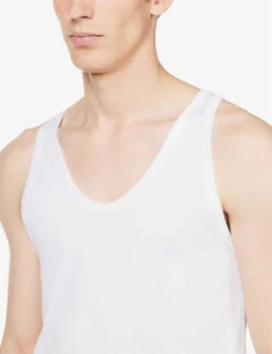 Business Class V-neck Cotton-jersey Vest -Baker Klein Shop R04160561 WHITE ALT04