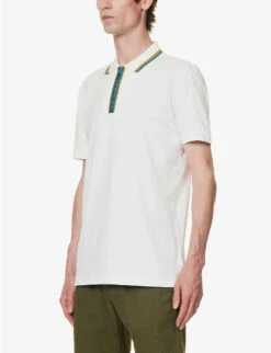 Regular-fit Strip-trim Stretch-organic Cotton Polo Shirt -Baker Klein Shop R04161309 OFFWHITE ALT02