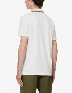 Regular-fit Strip-trim Stretch-organic Cotton Polo Shirt -Baker Klein Shop R04161309 OFFWHITE ALT03
